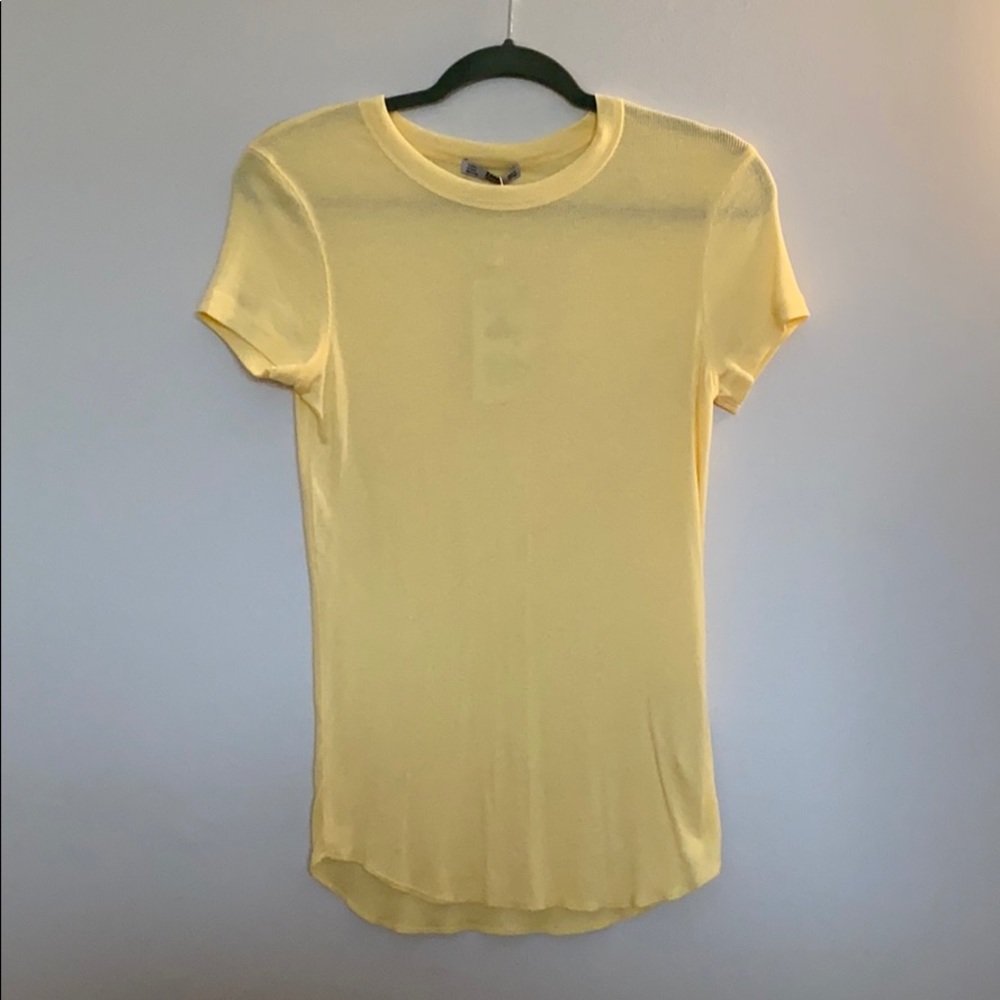 yellow ribbed T-shirt